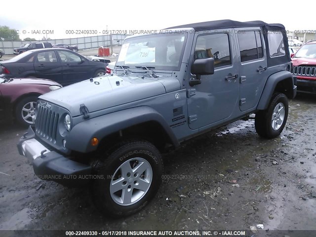 1C4HJWDG6EL282998 - 2014 JEEP WRANGLER UNLIMITE SPORT GRAY photo 2