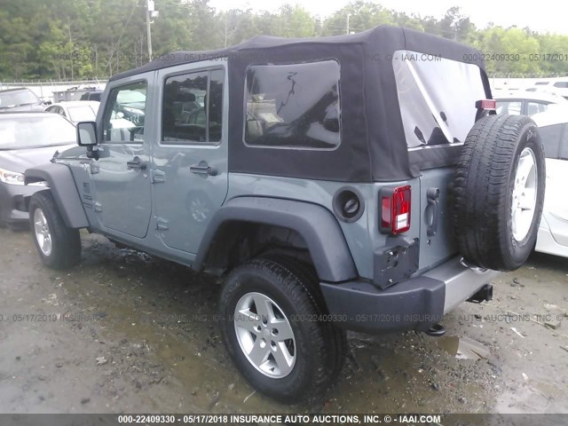 1C4HJWDG6EL282998 - 2014 JEEP WRANGLER UNLIMITE SPORT GRAY photo 3