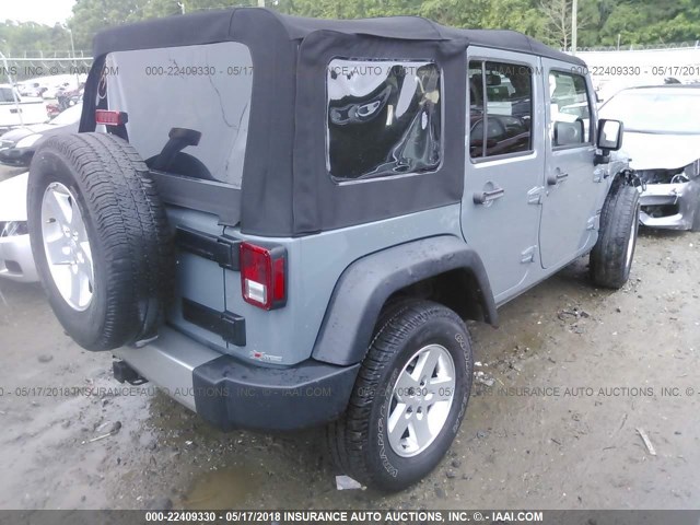 1C4HJWDG6EL282998 - 2014 JEEP WRANGLER UNLIMITE SPORT GRAY photo 4