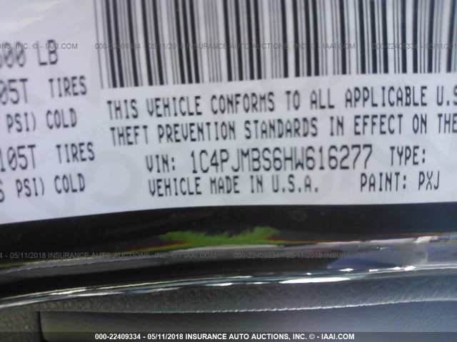 1C4PJMBS6HW616277 - 2017 JEEP CHEROKEE TRAILHAWK 黑色 照片 9