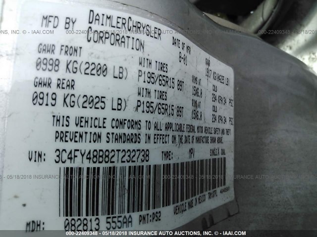 3C4FY48B82T232738 - 2002 CHRYSLER PT CRUISER CLASSIC 银色 照片 9