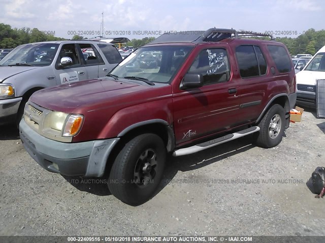 5N1ED28T81C588116 - 2001 NISSAN XTERRA XE/SE RED photo 2