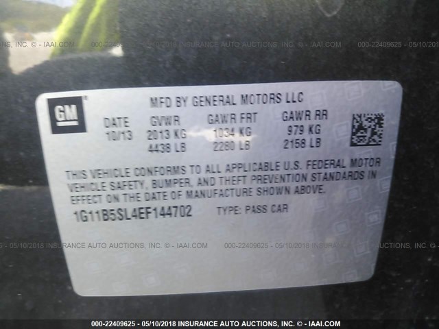 1G11B5SL4EF144702 - 2014 CHEVROLET MALIBU LS Boz foto 9