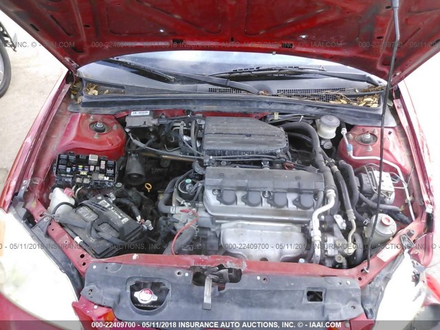 1HGEM22931L050166 - 2001 HONDA CIVIC SI/EX RED photo 10