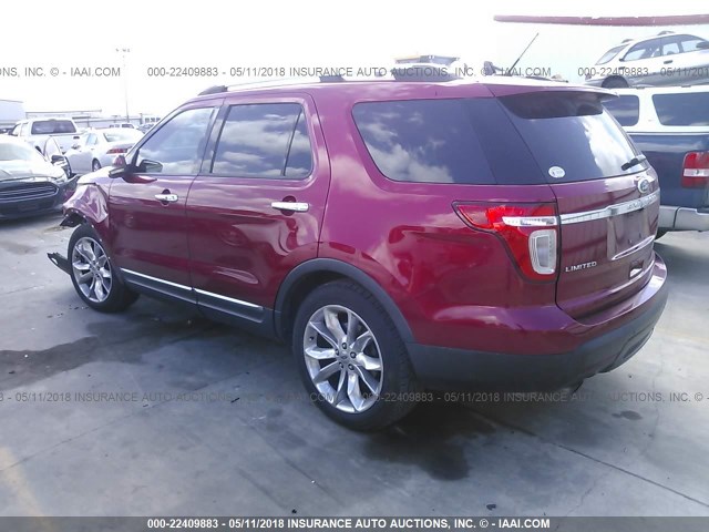 1FMHK7F84BGA46391 - 2011 FORD EXPLORER LIMITED 栗色 照片 3
