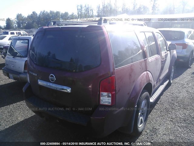 5N1AR1NB8CC613816 - 2012 NISSAN PATHFINDER S/LE/SE RED photo 4