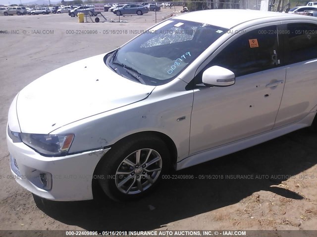 JA32U2FU6GU008799 - 2016 MITSUBISHI LANCER ES WHITE photo 6