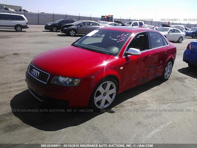 WAUPL68E64A042484 - 2004 AUDI S4 RED photo 2
