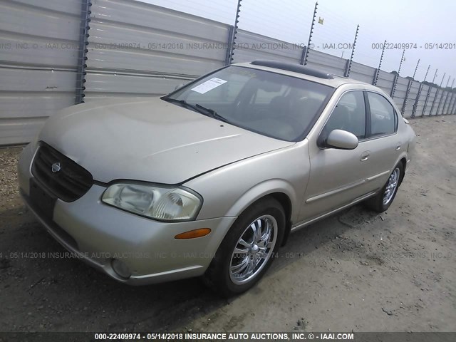 JN1CA31DX1T622573 - 2001 NISSAN MAXIMA GXE/SE/GLE/20TH ANNIV BEIGE photo 2