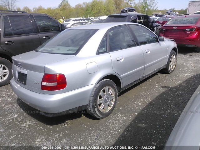 WAUAC68D81A052510 - 2001 AUDI A4 1.8T SILVER photo 4