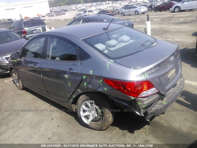 KMHCT4AE9EU722262 - 2014 HYUNDAI ACCENT GLS/GS GRAY photo 3