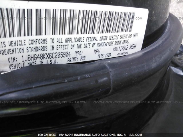 1J8HG48KX6C205904 - 2006 JEEP COMMANDER BLACK photo 9