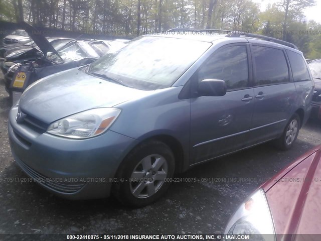 5TDZA23C45S278104 - 2005 TOYOTA SIENNA CE/LE Light Blue photo 2