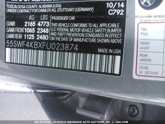 55SWF4KBXFU023874 - 2015 MERCEDES-BENZ C 300 4MATIC SILVER photo 9