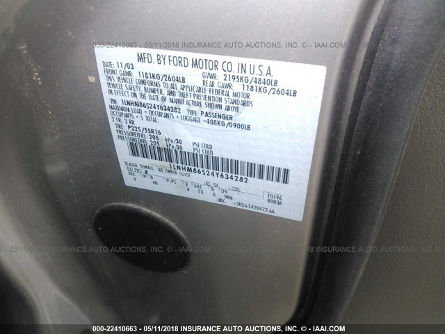 1LNHM86S24Y634282 - 2004 LINCOLN LS 金色 照片 9