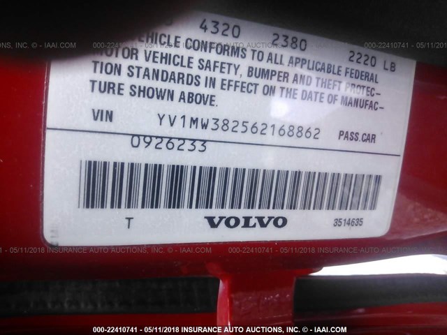 YV1MW382562168862 - 2006 VOLVO V50 2.4I RED photo 9