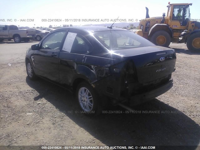 1FAHP33N78W143128 - 2008 FORD FOCUS SE/SEL/SES BLACK photo 3