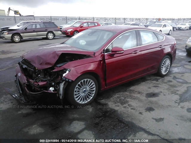 3FA6P0D93DR254067 - 2013 FORD FUSION TITANIUM RED photo 2