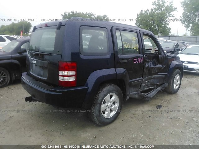 1C4PJLAK4CW134122 - 2012 JEEP LIBERTY SPORT BLUE photo 4