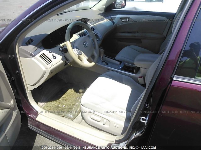 4T1BK36B56U148526 - 2006 TOYOTA AVALON XL/XLS/TOURING/LIMITED BURGUNDY photo 5