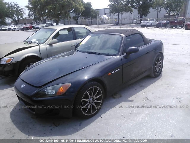 JHMAP11493T007179 - 2003 HONDA S2000 BLACK photo 2