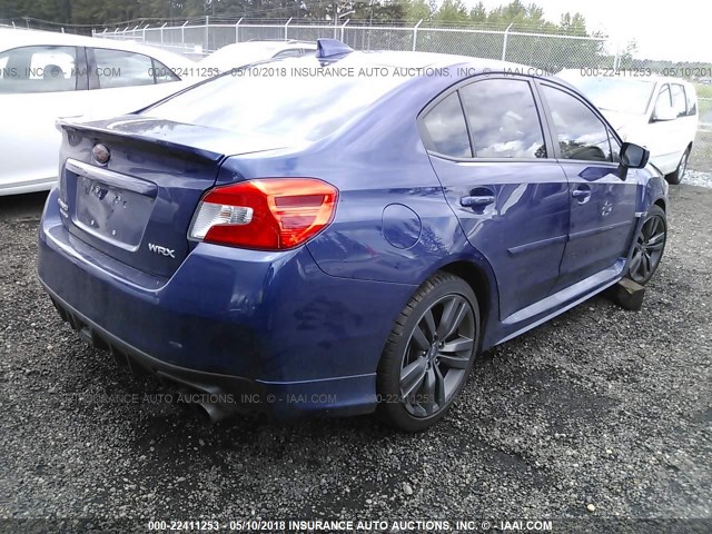 JF1VA1F63H9803449 - 2017 SUBARU WRX PREMIUM BLUE photo 4