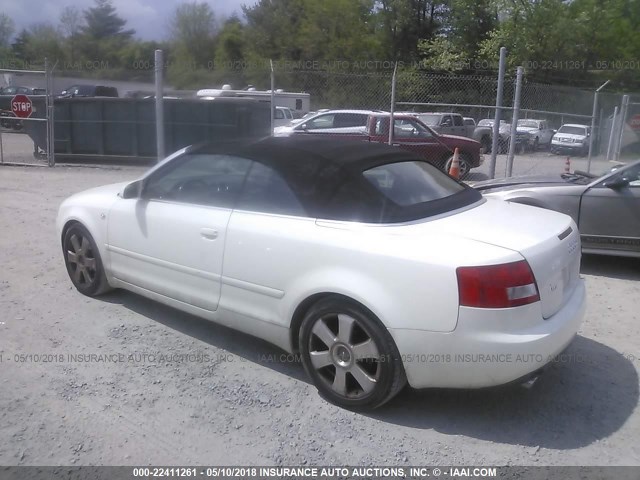 WAUAC48H66K008255 - 2006 AUDI A4 1.8 CABRIOLET WHITE photo 3