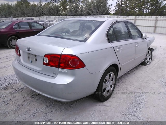 KNAGE123075157244 - 2007 KIA OPTIMA LX/EX SILVER photo 4