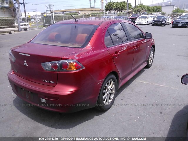 JA32U2FU3BU028355 - 2011 MITSUBISHI LANCER ES/ES SPORT RED photo 4