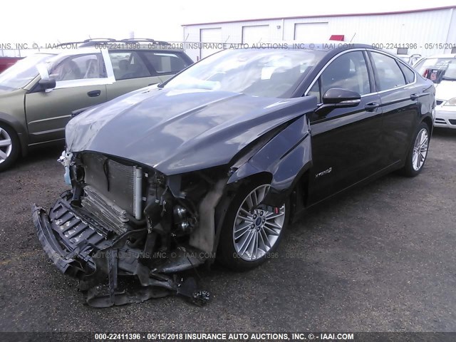 3FA6P0LU9DR177596 - 2013 FORD FUSION SE HYBRID BLACK photo 2