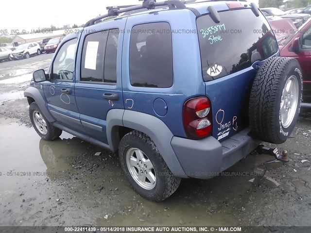 1J4GL48K55W638892 - 2005 JEEP LIBERTY SPORT BLUE photo 3