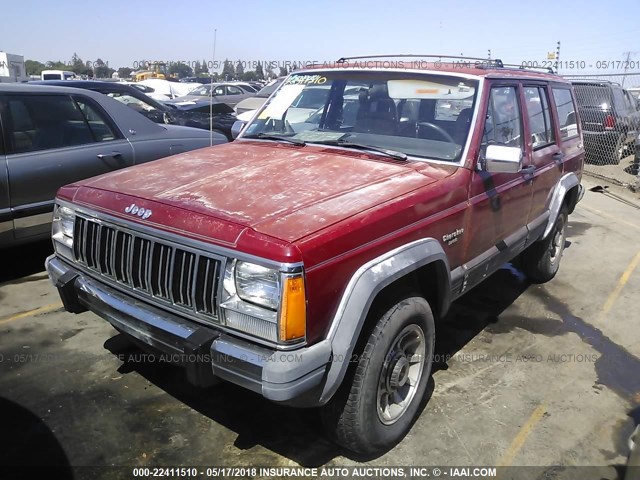 1J4FJ58L6LL261780 - 1990 JEEP CHEROKEE LAREDO RED photo 2