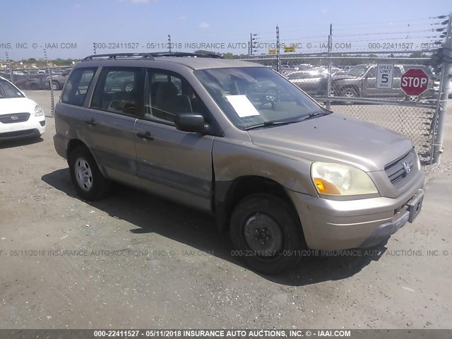 2HKYF18103H574142 - 2003 HONDA PILOT LX Champagne photo 1