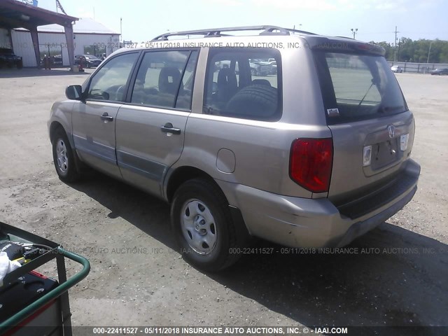 2HKYF18103H574142 - 2003 HONDA PILOT LX Champagne photo 3