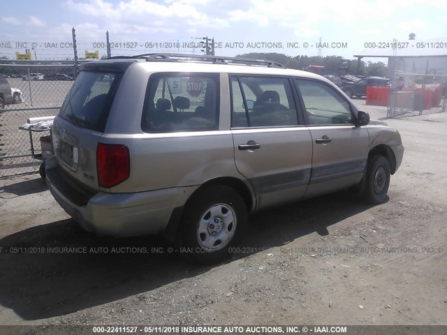 2HKYF18103H574142 - 2003 HONDA PILOT LX Champagne photo 4