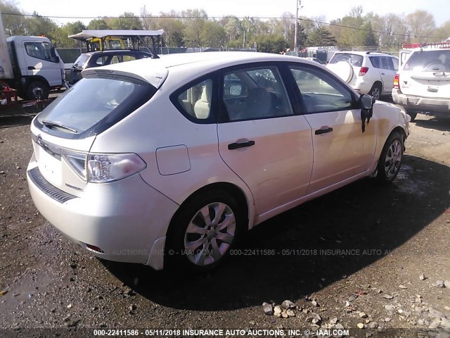 JF1GH61658H821806 - 2008 SUBARU IMPREZA 2.5I WHITE photo 4