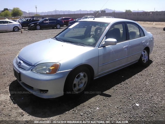 JHMES96663S027162 - 2003 HONDA CIVIC HYBRID Light Blue photo 2