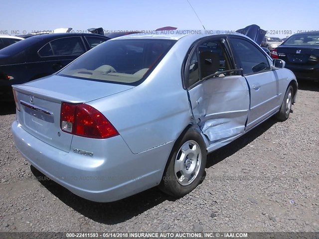 JHMES96663S027162 - 2003 HONDA CIVIC HYBRID Light Blue photo 4