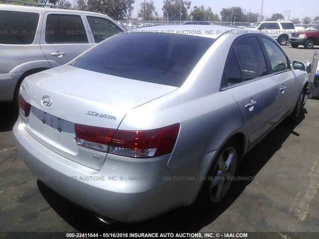 5NPEU46F16H009928 - 2006 HYUNDAI SONATA GLS/LX SILVER photo 4