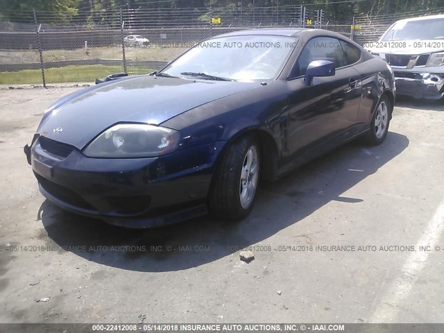 KMHHM65D75U160443 - 2005 HYUNDAI TIBURON BLUE photo 2