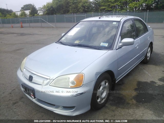 JHMES96653S031686 - 2003 HONDA CIVIC HYBRID BLUE photo 2