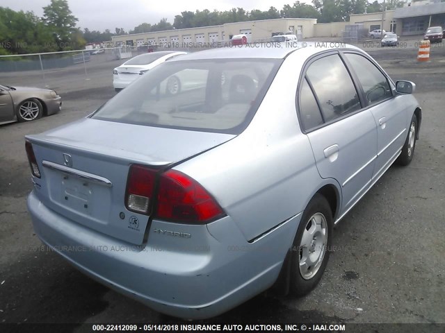 JHMES96653S031686 - 2003 HONDA CIVIC HYBRID BLUE photo 4