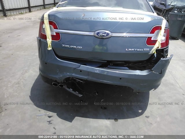 1FAHP2JW2AG150400 - 2010 FORD TAURUS LIMITED BLUE photo 6