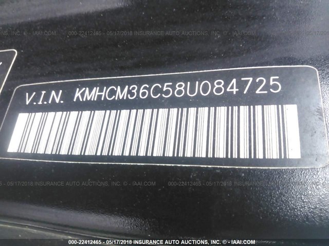 KMHCM36C58U084725 - 2008 HYUNDAI ACCENT GS BLACK photo 9