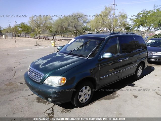 KNDUP131526308644 - 2002 KIA SEDONA EX/LX GREEN photo 2