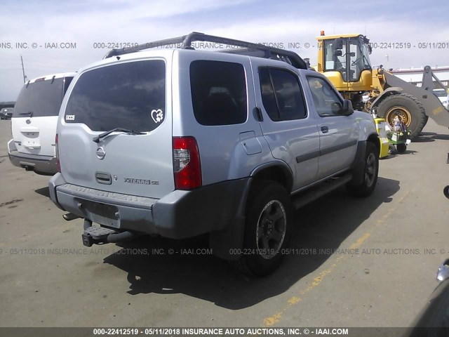 5N1MD28YX2C603532 - 2002 NISSAN XTERRA SE/SC SILVER photo 4