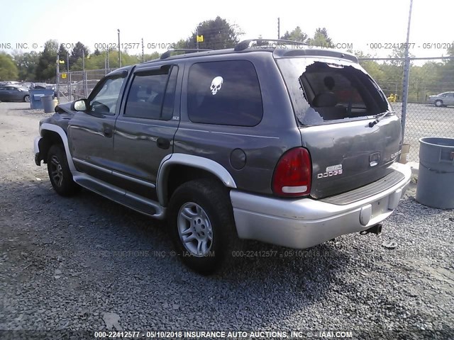 1B4HS58N82F151742 - 2002 DODGE DURANGO SLT PLUS GRAY photo 3