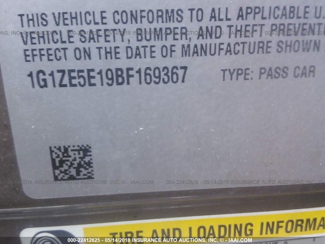 1G1ZE5E19BF169367 - 2011 CHEVROLET MALIBU LTZ 棕色 照片 9