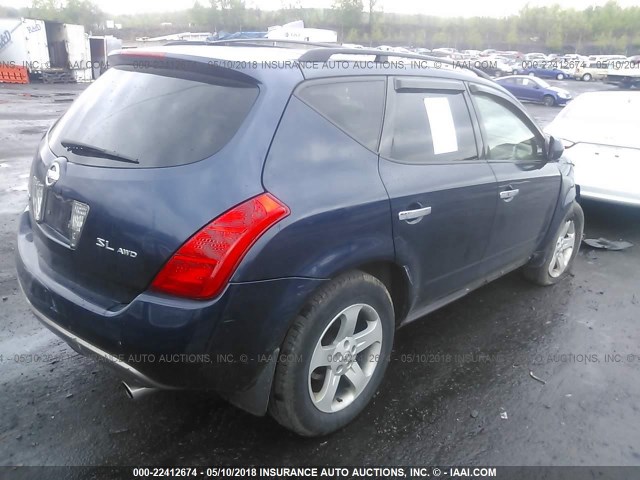 JN8AZ08W15W408275 - 2005 NISSAN MURANO SL/SE/S Dark Blue photo 4