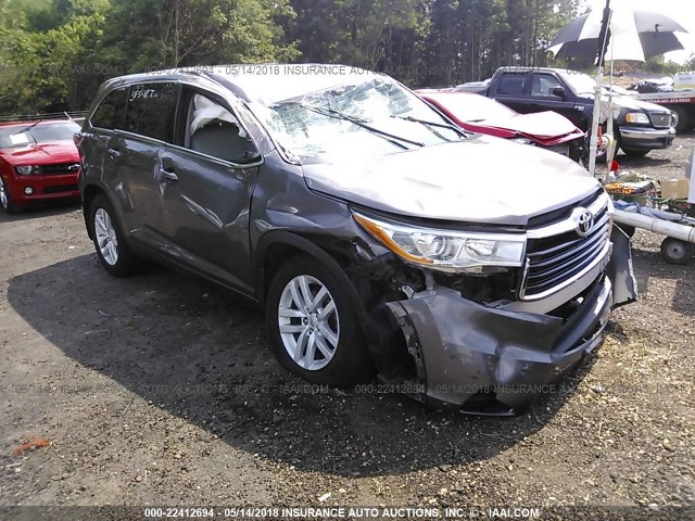 5TDZARFH7ES008610 - 2014 TOYOTA HIGHLANDER LE GRAY photo 1